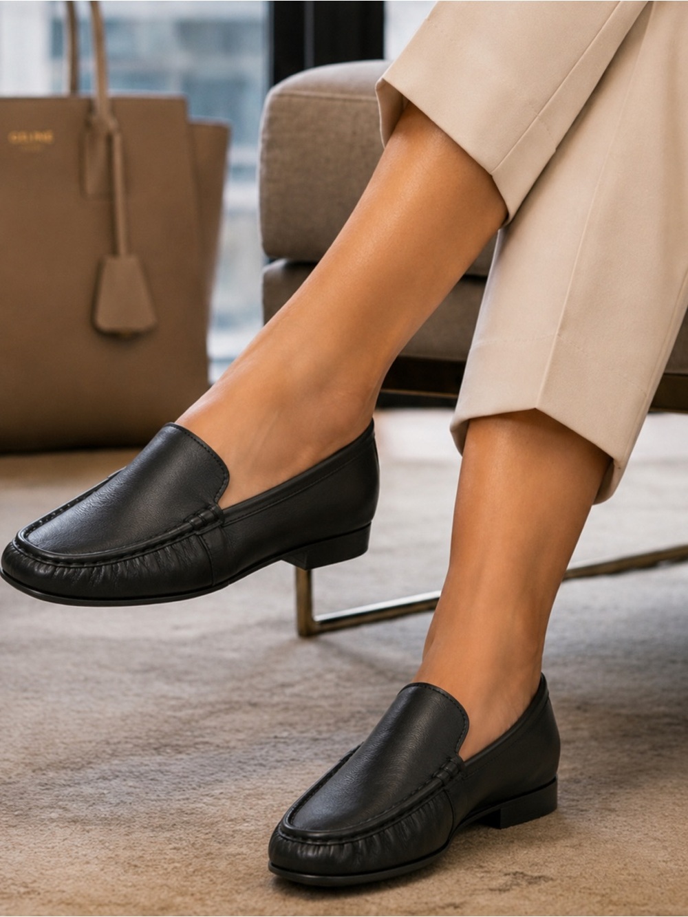 Nordstrom Black Leather Slip-On Loafers EUC - Picture 2 of 4